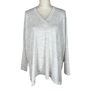 Mersea Catalina Crewneck Travel Sweater Heathered Sea Salt Side Slit One Size